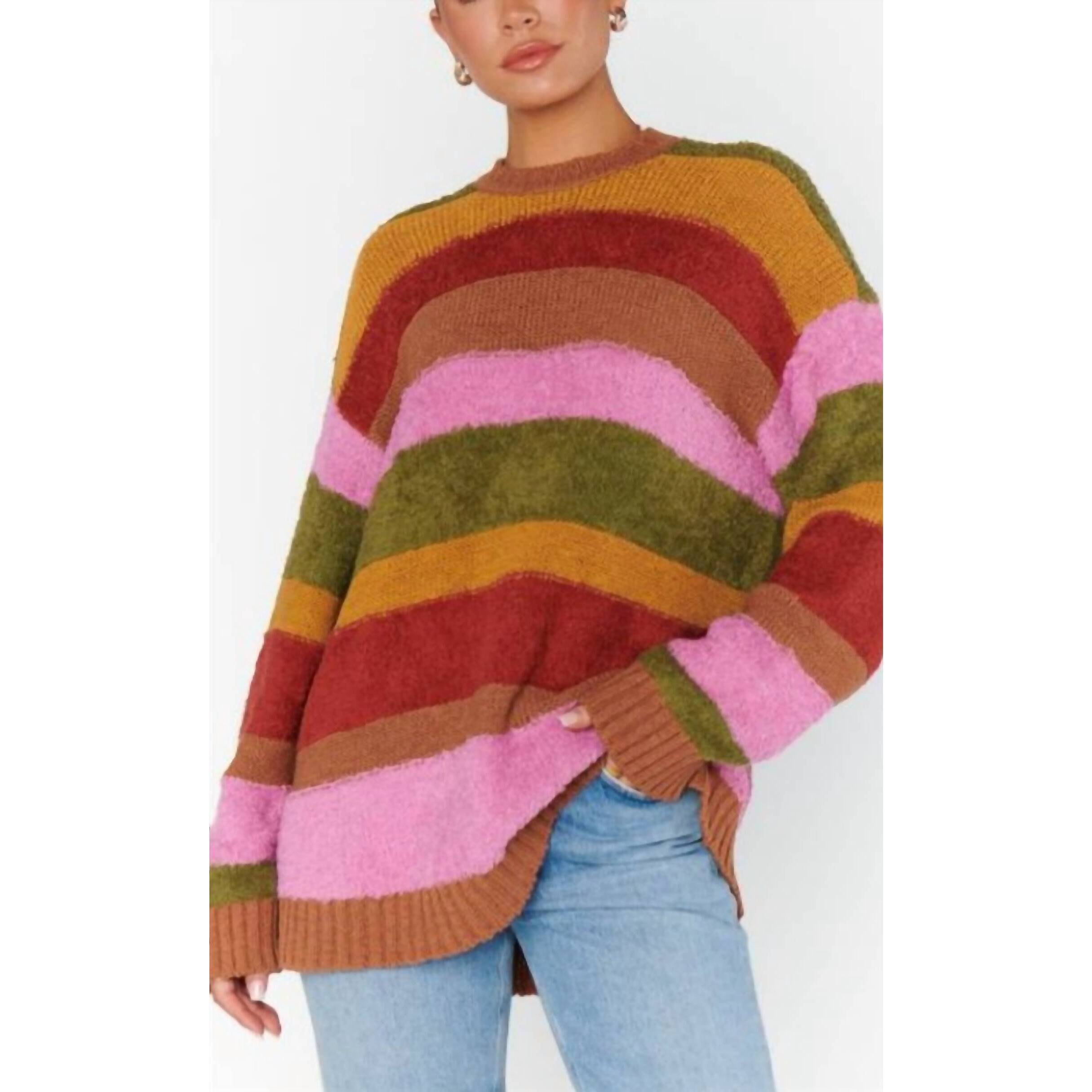 New Show Me Your Mumu Chilly Hutch Sweater In Multi Stripe